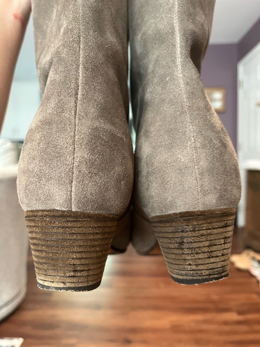 SEE BY CHLOE Gray Suede Leather Western Cowgirl Heeled Boots Women's US 9.5 - Picture 7 of 13